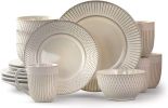 16-Piece Contemporary White Porcelain Dinnerware Set (Serves 4)