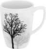 Square 16-Piece Seasonal Black Tree Glass Dinnerware Set (Serves 4)