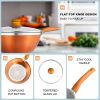 Kitchen Cookware Set, 6 PCS Nonstick Cookware and Pan Set, Kitchen Cookware Set, Frying Pan, Stock Pot, Milk Pan Orange