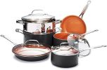 15-Piece Aluminum Titanium Ceramic Nonstick Cookware Set with Square Pans and Lids
