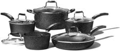 8 Piece Black Speckled Aluminum Nonstick Cookware Set
