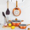 Kitchen Cookware Set, 6 PCS Nonstick Cookware and Pan Set, Kitchen Cookware Set, Frying Pan, Stock Pot, Milk Pan Orange