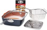 15-Piece Aluminum Titanium Ceramic Nonstick Cookware Set with Square Pans and Lids