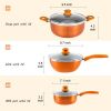 Kitchen Cookware Set, 6 PCS Nonstick Cookware and Pan Set, Kitchen Cookware Set, Frying Pan, Stock Pot, Milk Pan Orange