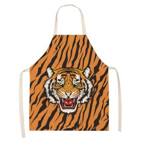 Simple Cartoon Tiger Cotton And Linen Apron Home (Option: WQ00833-68x55cm)