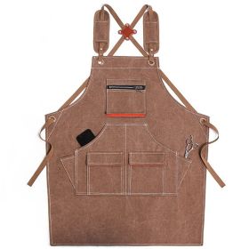 Apron Canvas Gardening Carpenter Hand-made Barber Restaurant Work Clothes (Option: Red Brown)