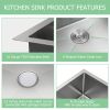 Lordear 32 Inch Undermount Kitchen Sink Single Bowl 16 Gauge Stainless Steel Sink