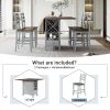 Farmhouse Wood Counter Height 5-Piece Dining Table Set with Drop Leaf;  Kitchen Set with Wine Rack and Drawers for Small Places